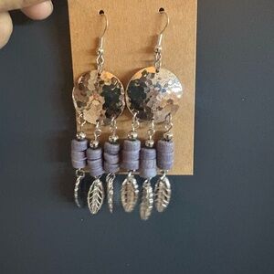 Silver and Purple Dangle Earrings